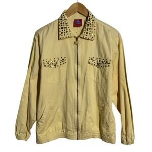 Vintage Active Studio Stud Bling Butter Yellow Jacket Women M Cotton Whimsical